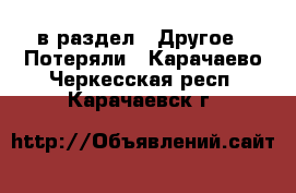  в раздел : Другое » Потеряли . Карачаево-Черкесская респ.,Карачаевск г.